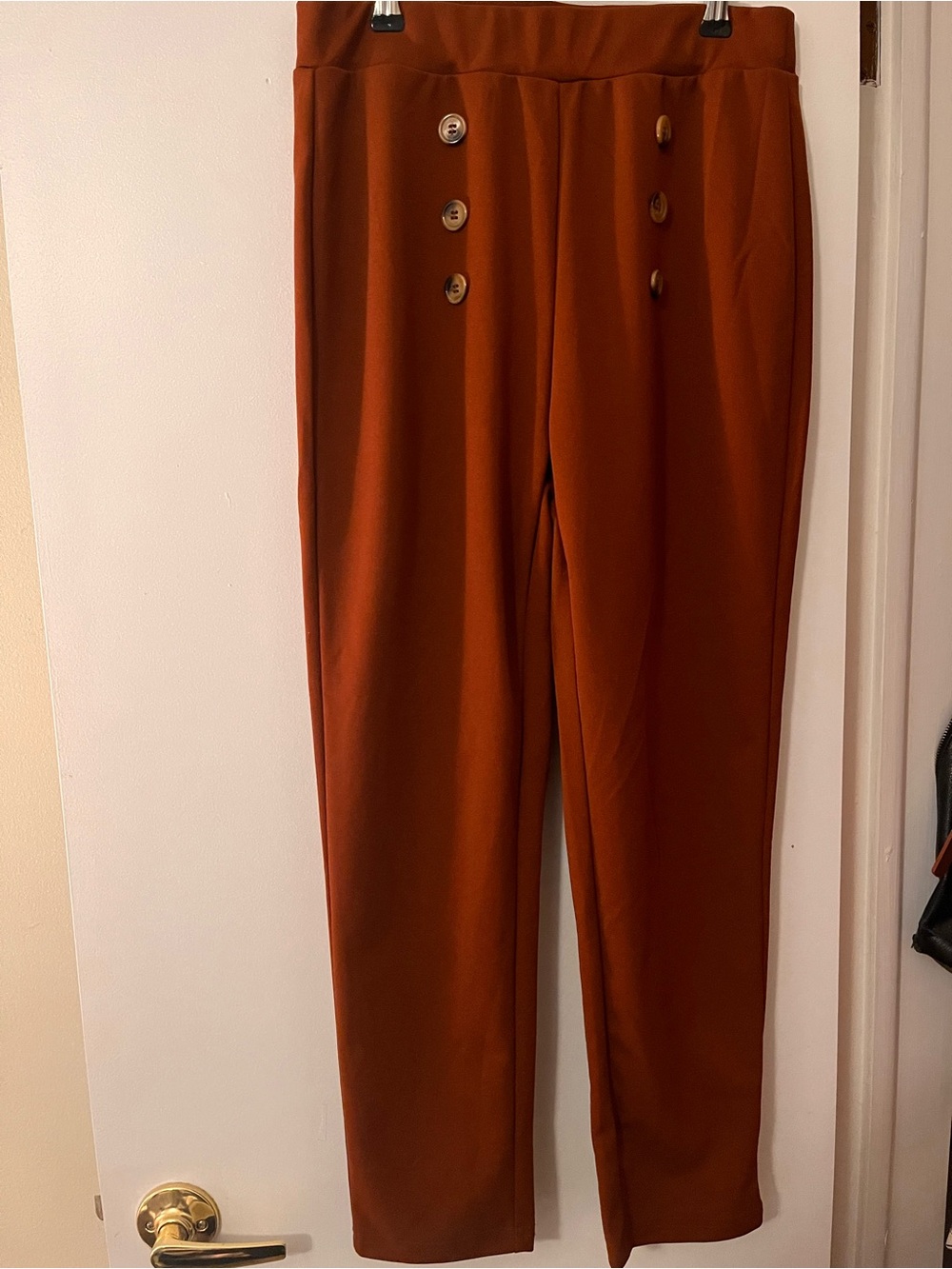 SHEIN Women’s Rust Brown Chinos with Button Detail